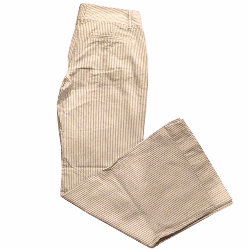 Wide Leg Pants, White With Black Pinstripes